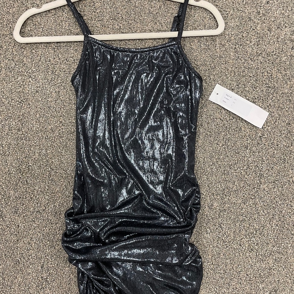 NWT BD Junior Ruched Party Dress Metallic Gunmetal Style 381 Size 1